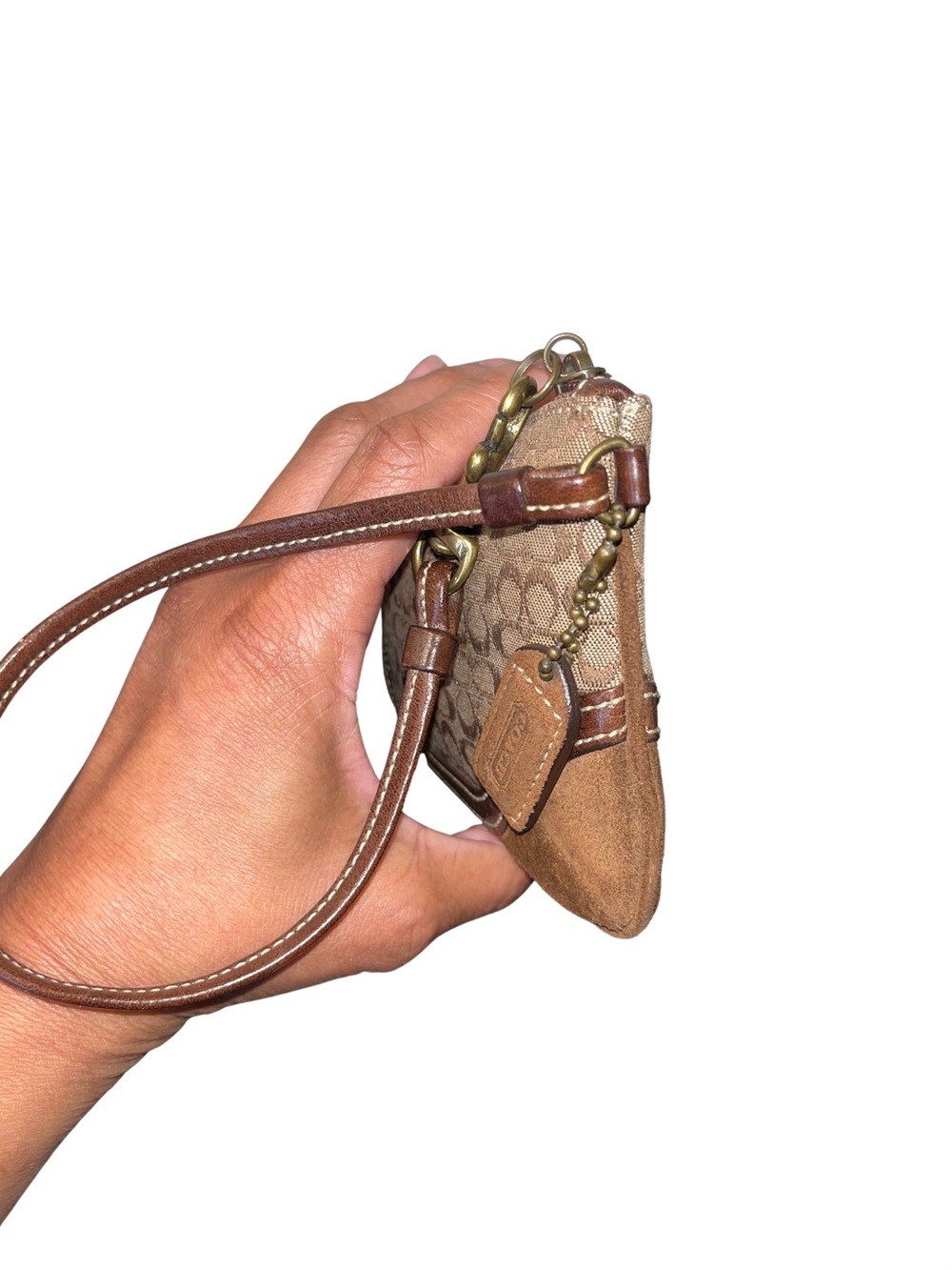 Coach Signature C Monogram Canvas/Suede Wristlet - Picture 7 of 11